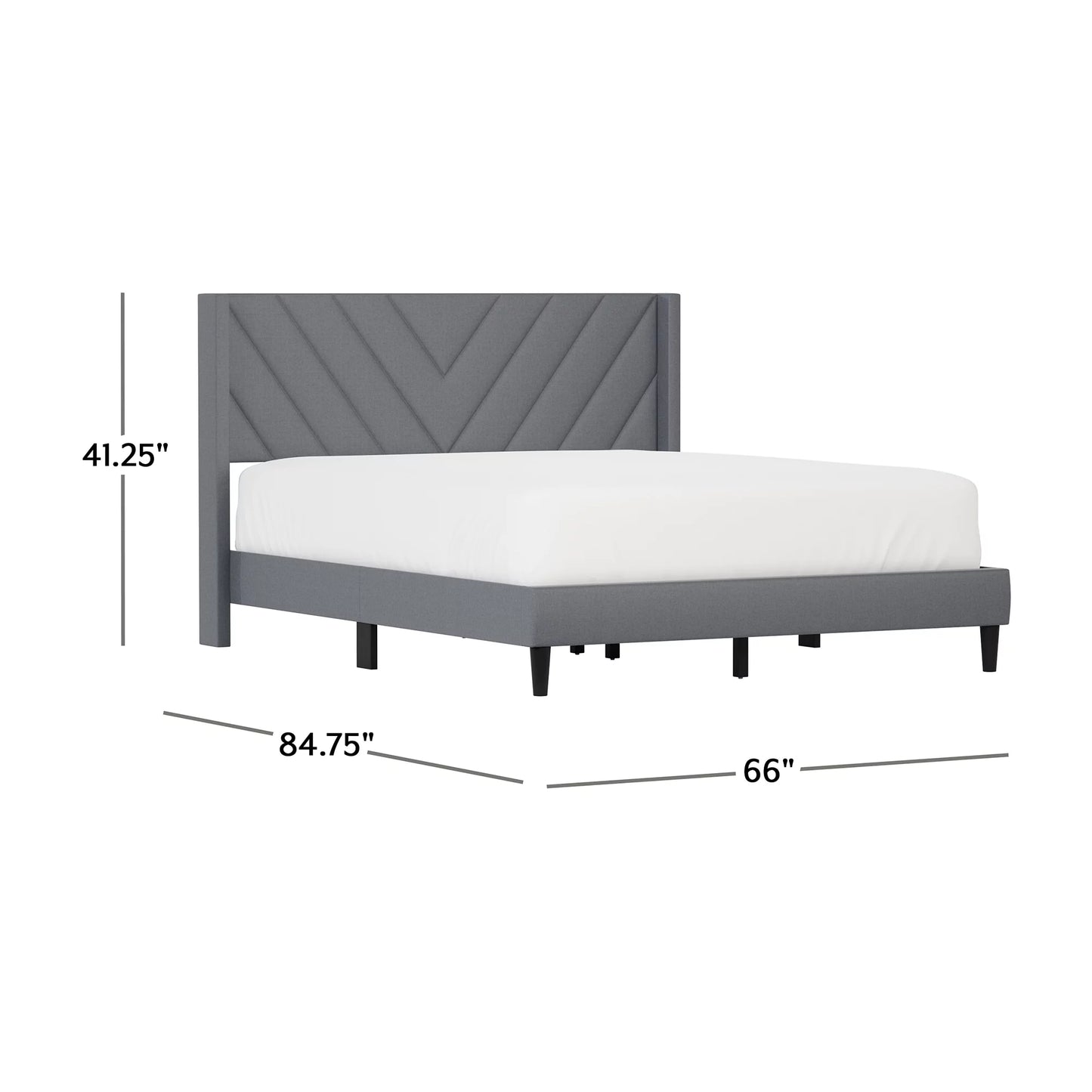 Wilder Upholstered Queen Platform Bed, Dark Gray, by  Living Essentials