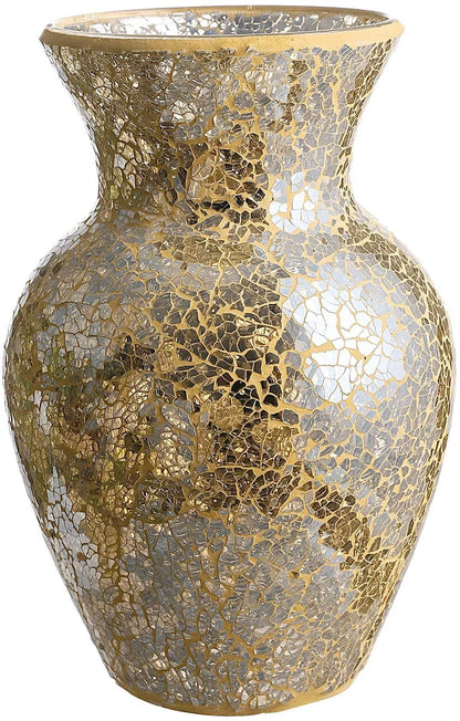 | 10.5" Tall Mosaic Glass Vase Gold (1 Count)