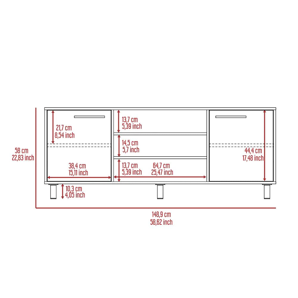 Tv Stand for Tv´S up 55" Washington, Four Shelves, Black Wengue / Pine Finish