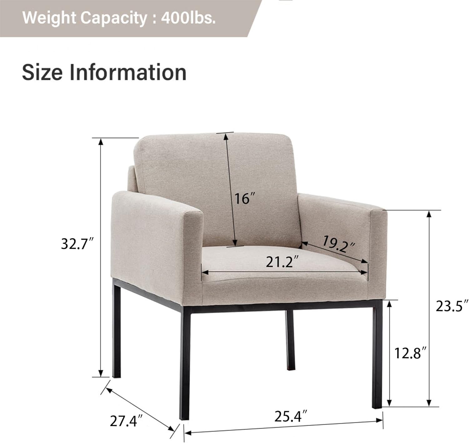 Accent Chair, Midcentury Modern Living Room Chairs, Upholstered Sofa Armchair for Reading,Lounging, Living Room Bedroom Apartment (Beige)