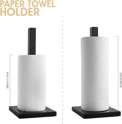 Paper Towel Holders Kitchen Standing Paper Towel Roll Holders with Marble Base Copper Plated(Kz50 Black&Black)