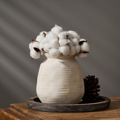 Ceramic Rustic Farmhouse Vase | 7.3 Inch Pottery Decorative Flower Vase for Home