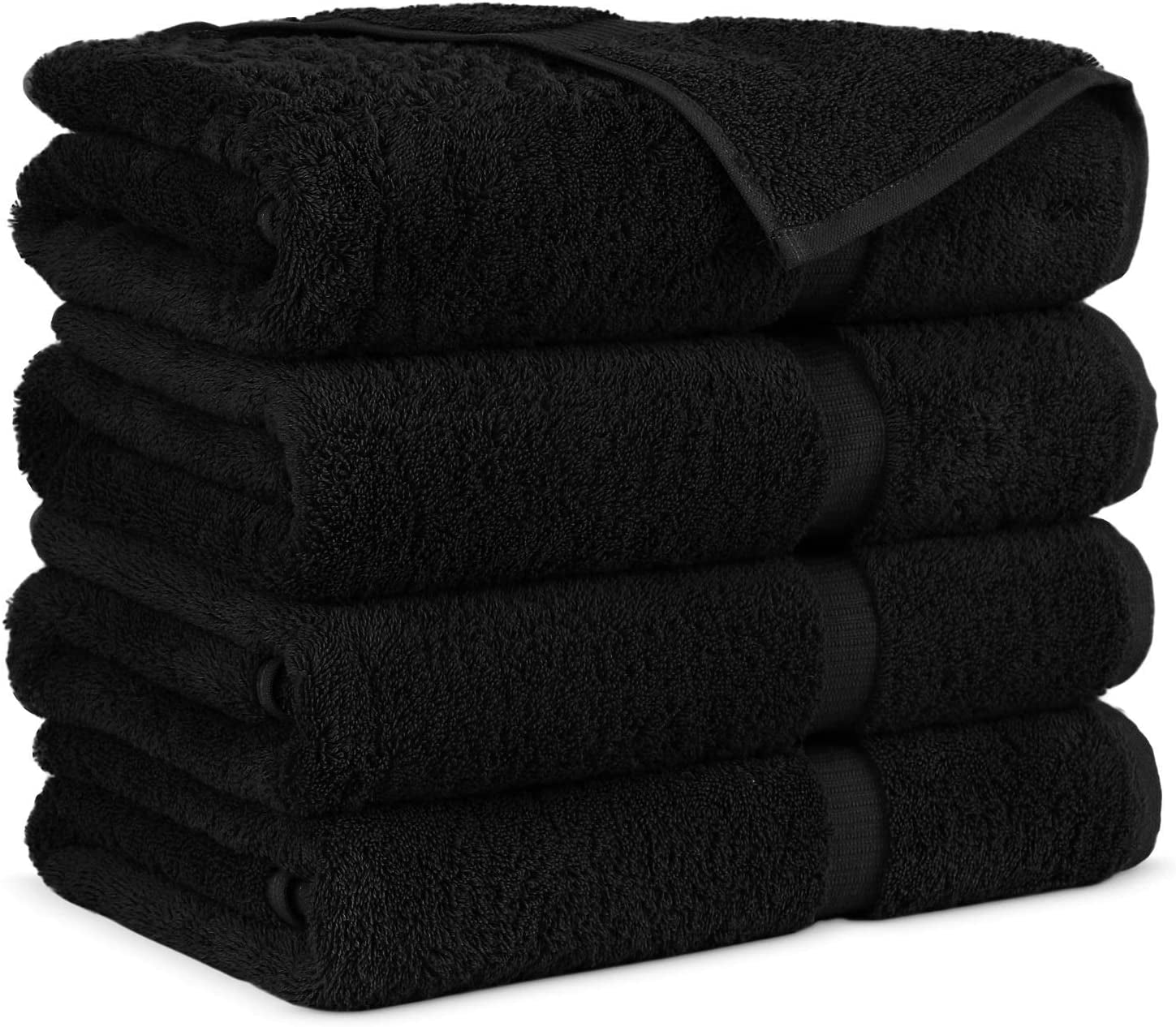 Premium Turkish Cotton Super Soft and Absorbent Towels (4-Piece Bath Towels, Black)