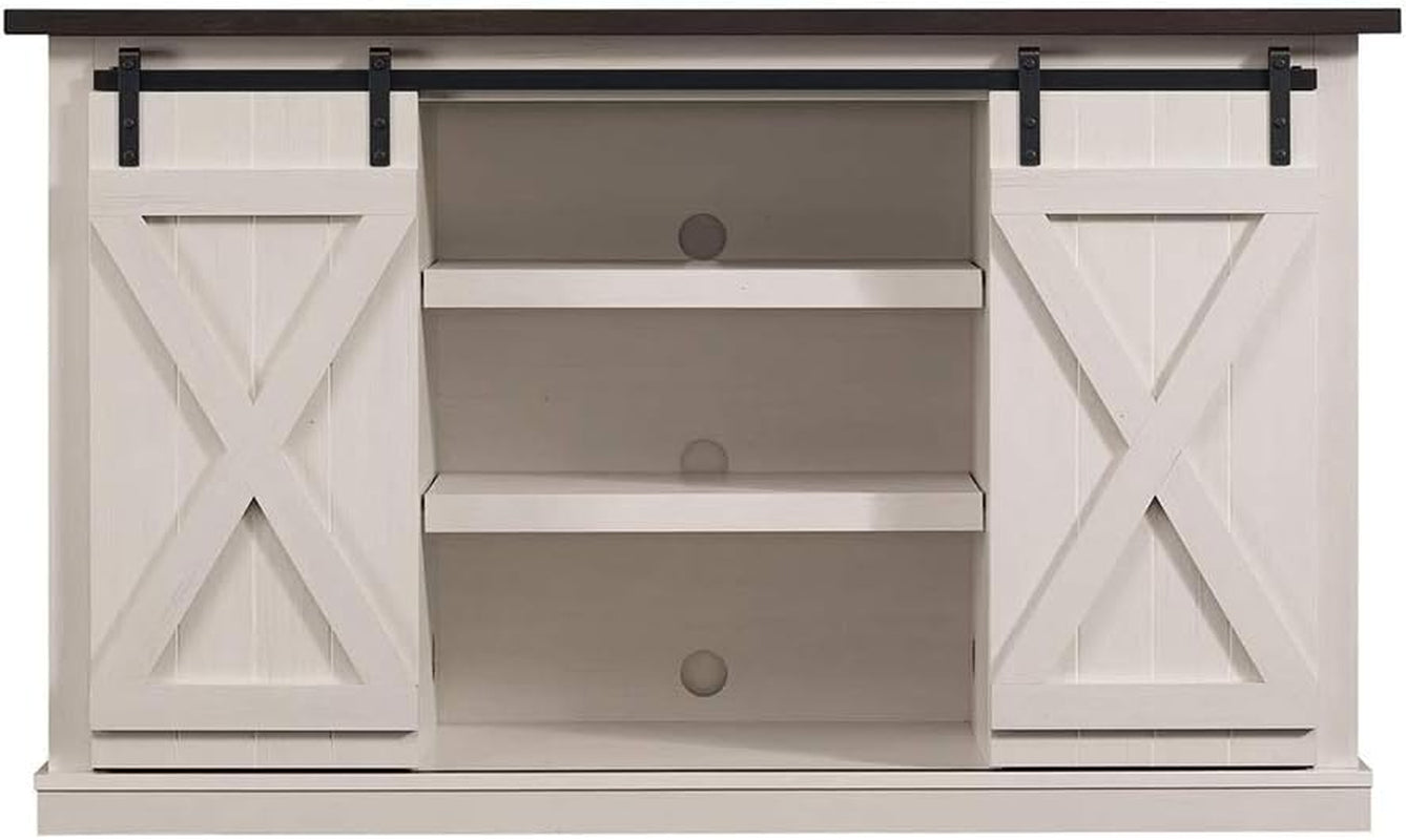 Pamari Wrangler Sliding Barn Door TV Stand, Off-White