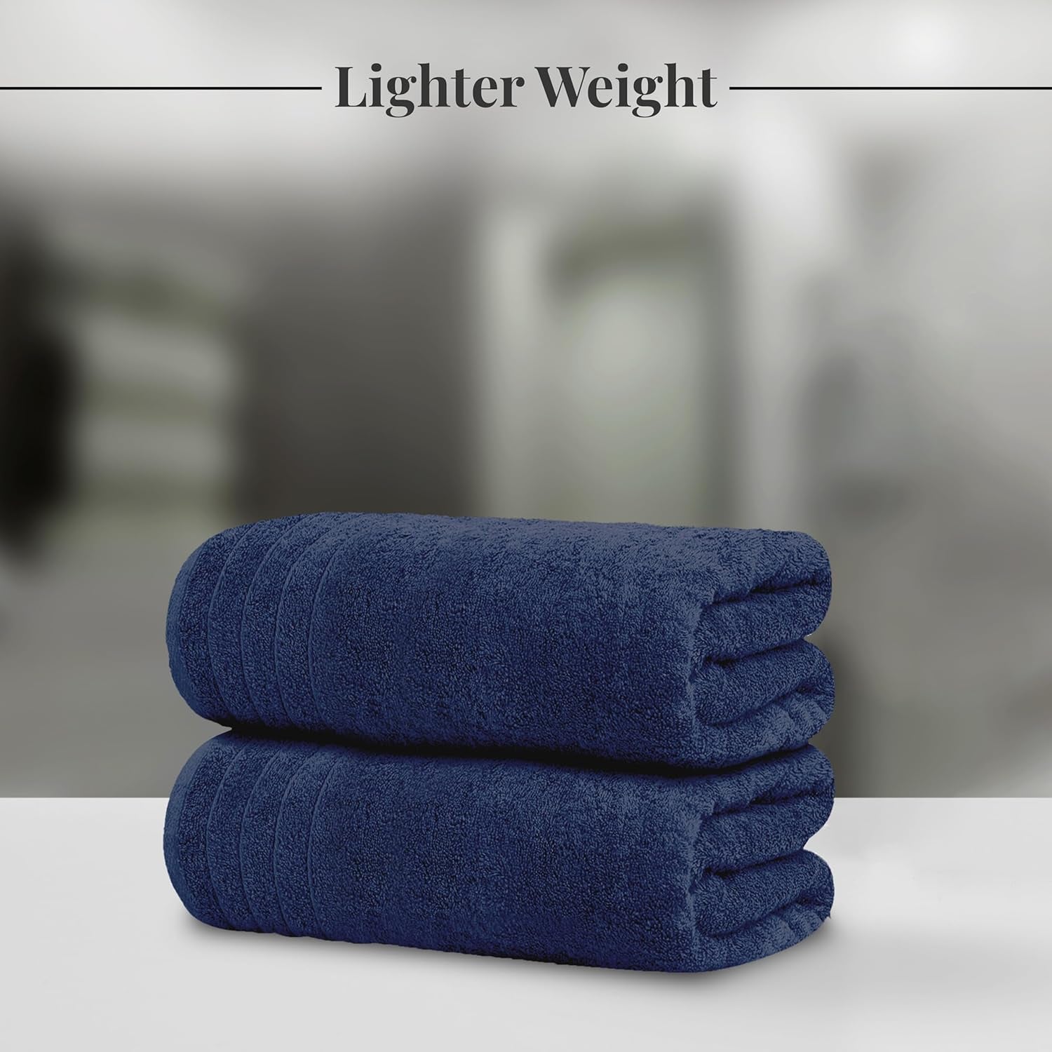 8 Piece Towels Set, 2 Extra Large Bath Towels, 2 Hand Towels, 4 Washcloths, 100% Cotton, Lighter Weight, Quicker to Dry, Super Absorbent, Perfect Bathroom Towels Set (Navy)