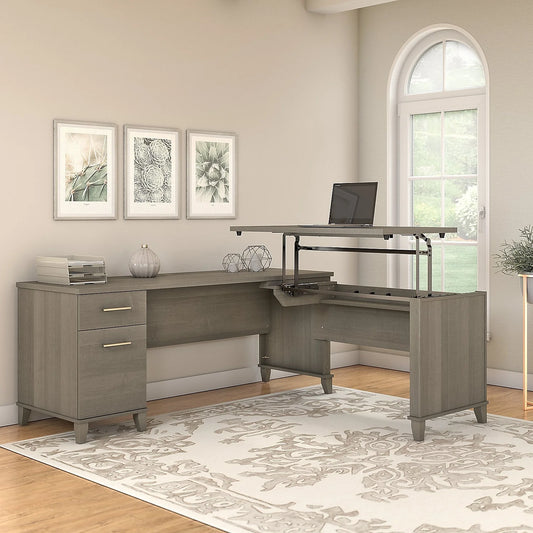 Somerset 72" Sit to Stand L Desk, Ash Gray