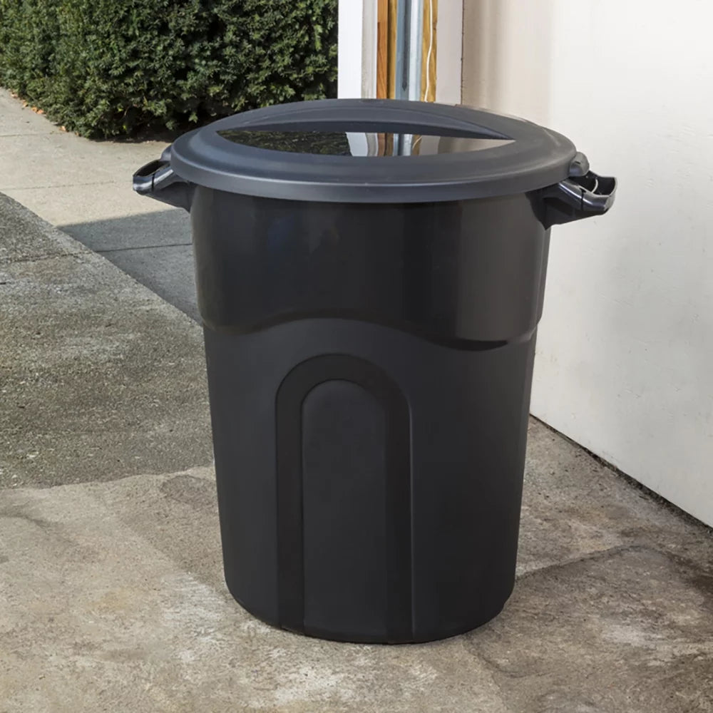 20 Gallon Heavy Duty Plastic Garbage Can, Included Lid, Black