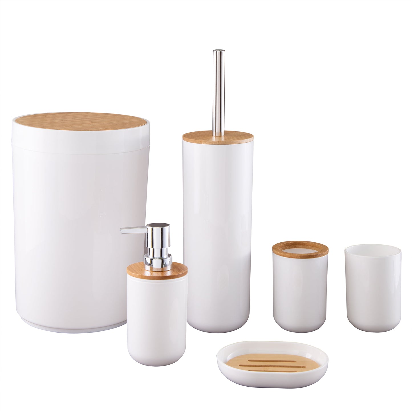 6-Piece Complete Bathroom Accessories Set (White)