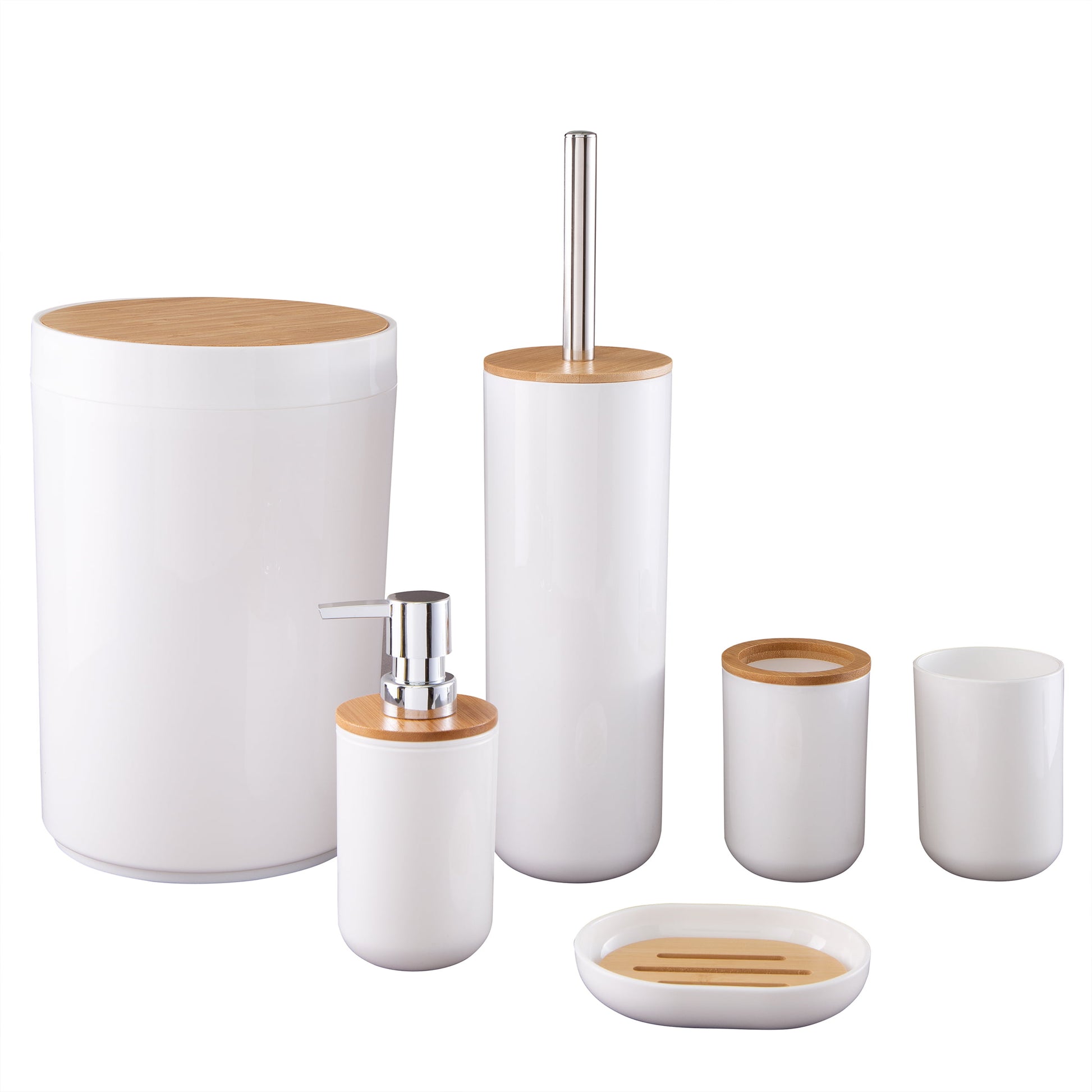 6-Piece Complete Bathroom Accessories Set (White)