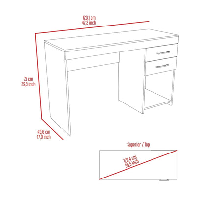 Computer Desk Limestone, Two Drawers, Light Gray Finish