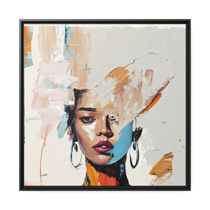 Woman Abstract Portrait Canvas Wall Art with Frame