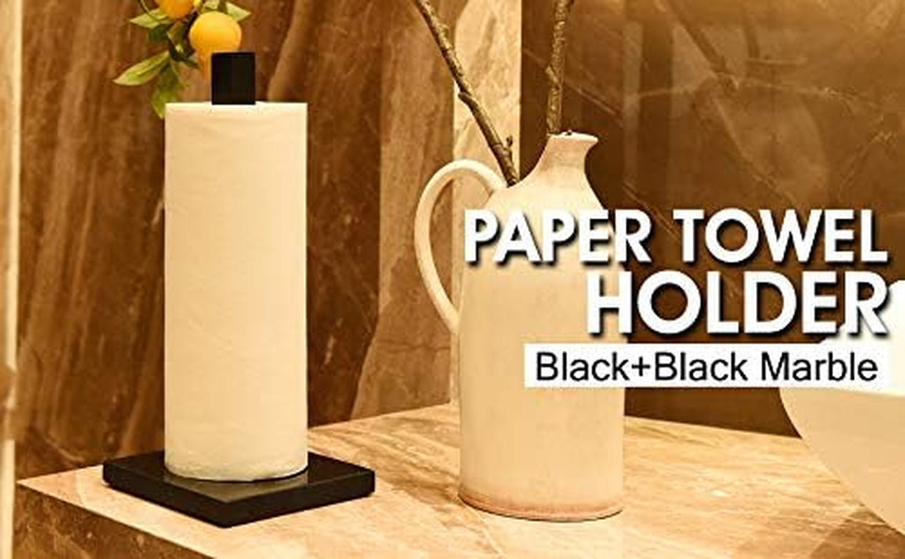 Paper Towel Holders Kitchen Standing Paper Towel Roll Holders with Marble Base Copper Plated(Kz50 Black&Black)