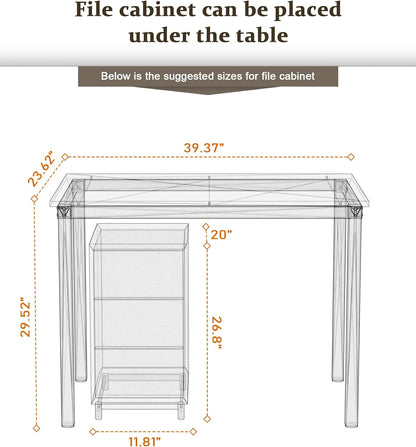 Computer Desk/Dining Table Office Desk Sturdy Writing Workstation for Home Office(39.37“, Black)