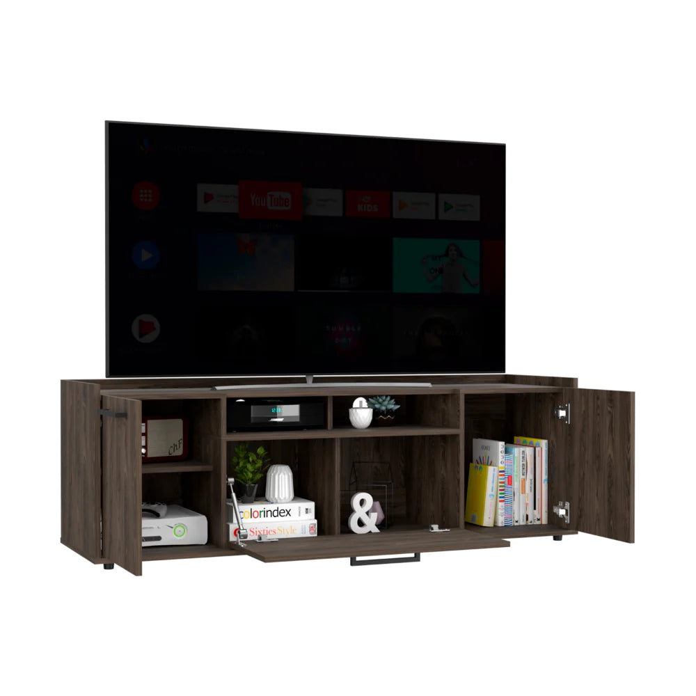 Tv Stand for Tv´S up 55" Dext, One Cabinet, Double Door, Dark Walnut Finish