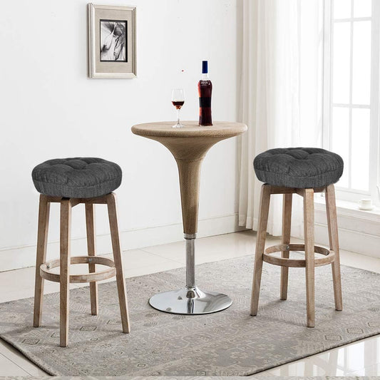 Stool Covers Round, Super Soft round Bar Stool Cushion Covers Seat Cushion - One Cushion Only（Gray-Black,12" (30 Cm)