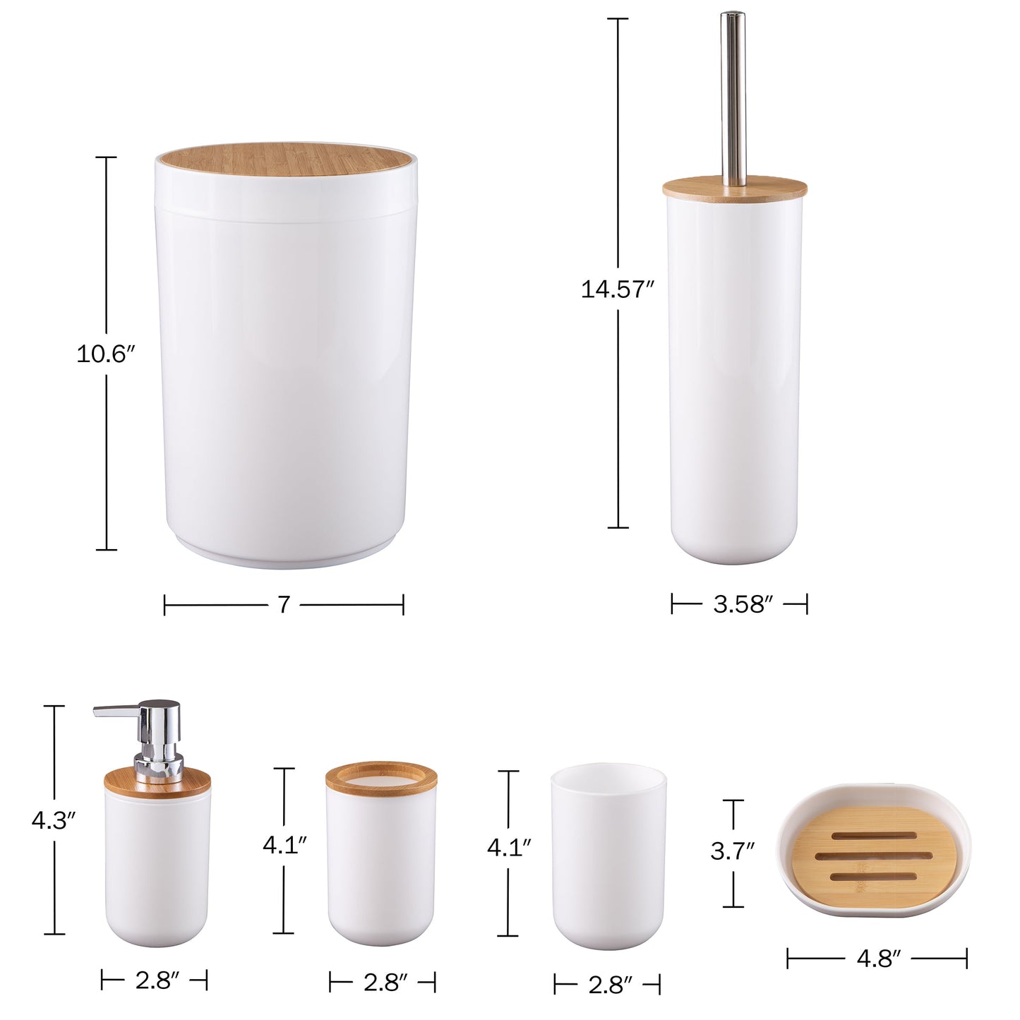 6-Piece Complete Bathroom Accessories Set (White)