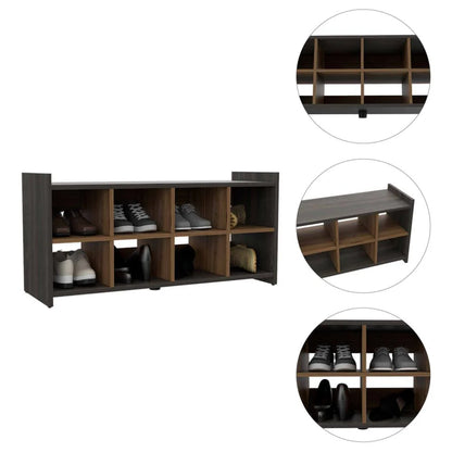 Shoe Rack Augusta, Eight Shoe Capacity, Carbon Espresso / Mahogany Finish